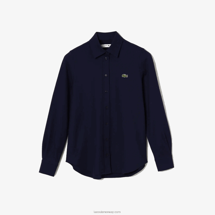 Lacoste pikéskjorte i fransk krage 4J4X0T2649 marineblå 166 kvinner