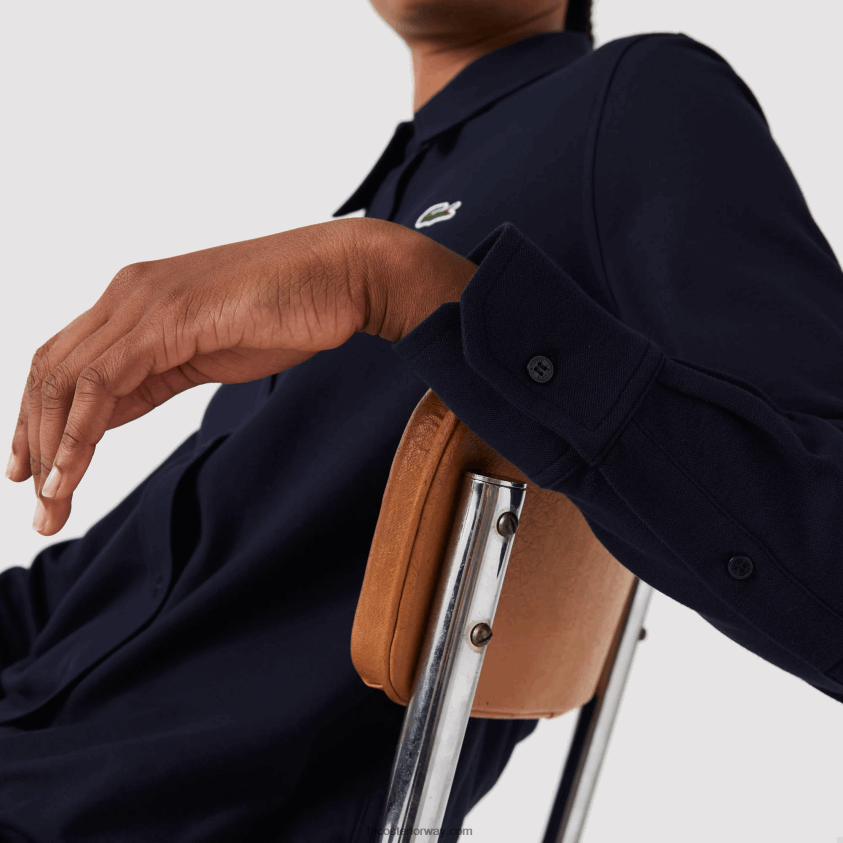 Lacoste pikéskjorte i fransk krage 4J4X0T2649 marineblå 166 kvinner