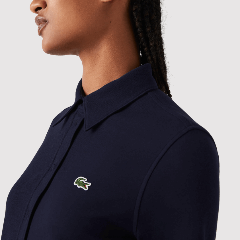 Lacoste pikéskjorte i fransk krage 4J4X0T2649 marineblå 166 kvinner