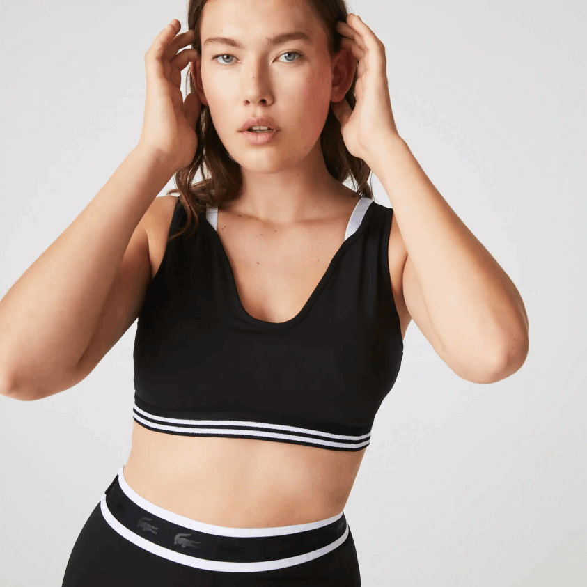 Lacoste sport kontrast aksenter sports bh 4J4X0T2598 sort hvit svart 6kj kvinner