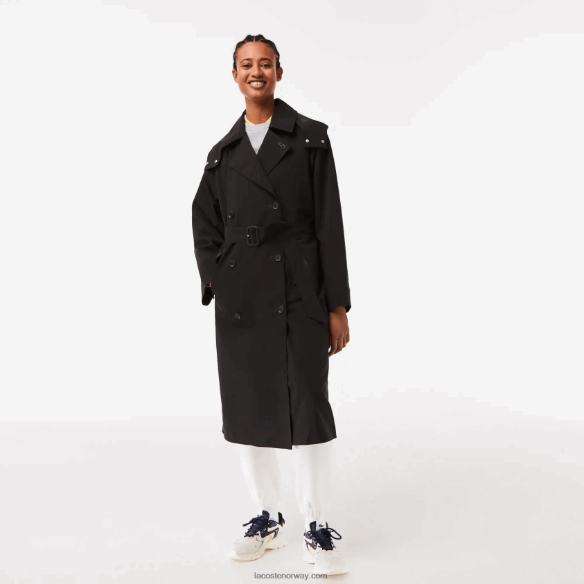Lacoste overdimensjonert trenchcoat 4J4X0T2435 svart 031 kvinner