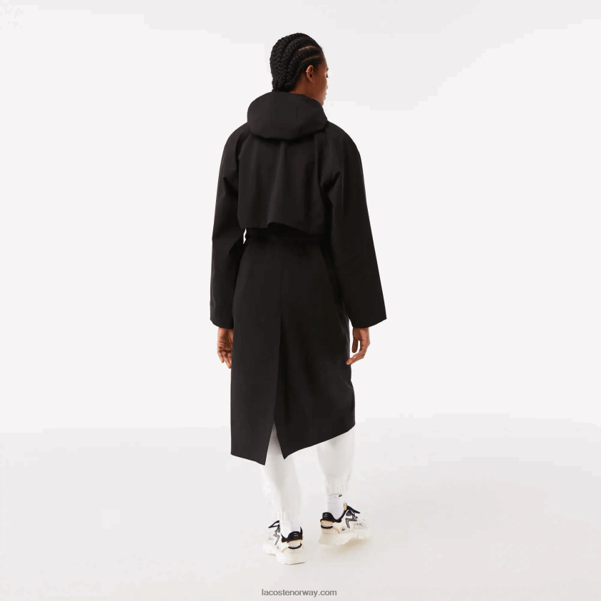 Lacoste overdimensjonert trenchcoat 4J4X0T2435 svart 031 kvinner