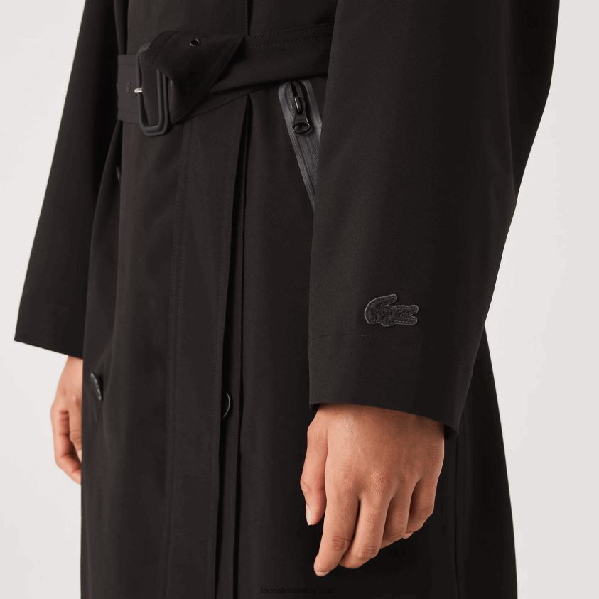 Lacoste overdimensjonert trenchcoat 4J4X0T2435 svart 031 kvinner