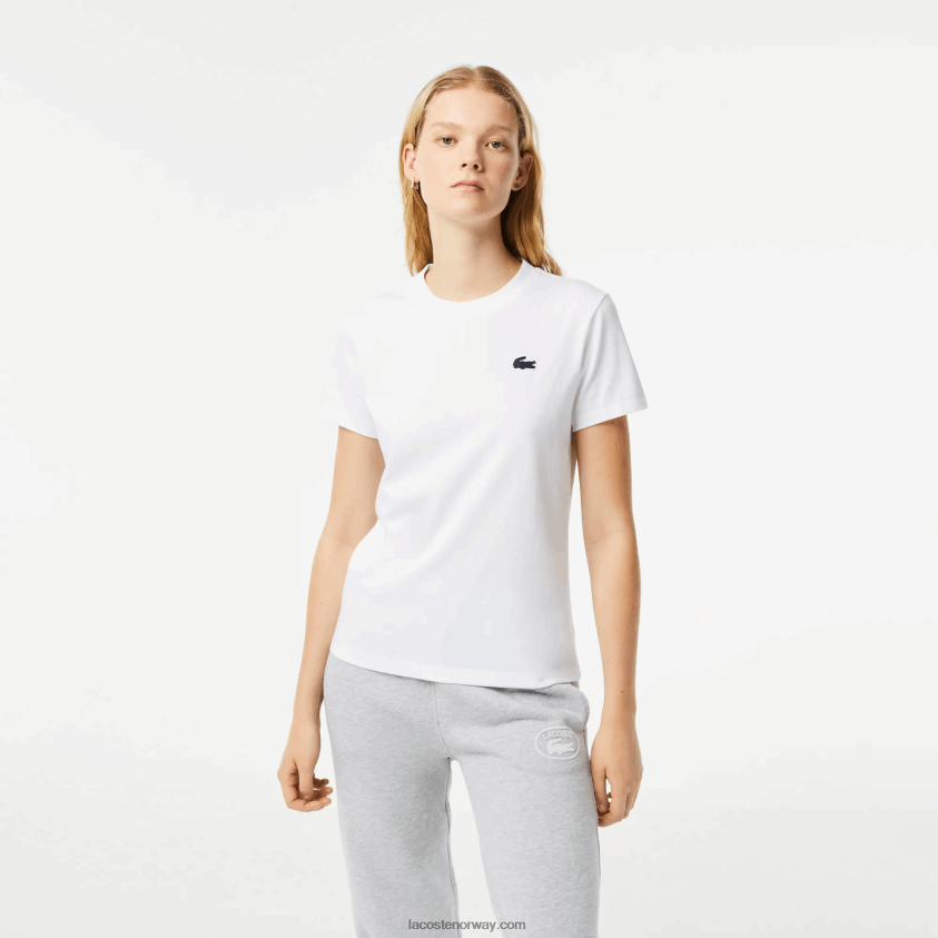 Lacoste sport t-skjorte i økologisk bomull 4J4X0T2543 hvit 001 kvinner