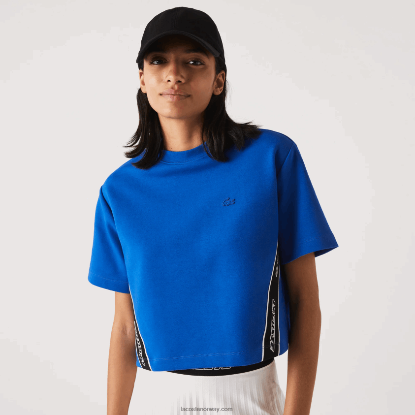 Lacoste t-skjorte med bånd med løs passform 4J4X0T2546 blå k1q kvinner