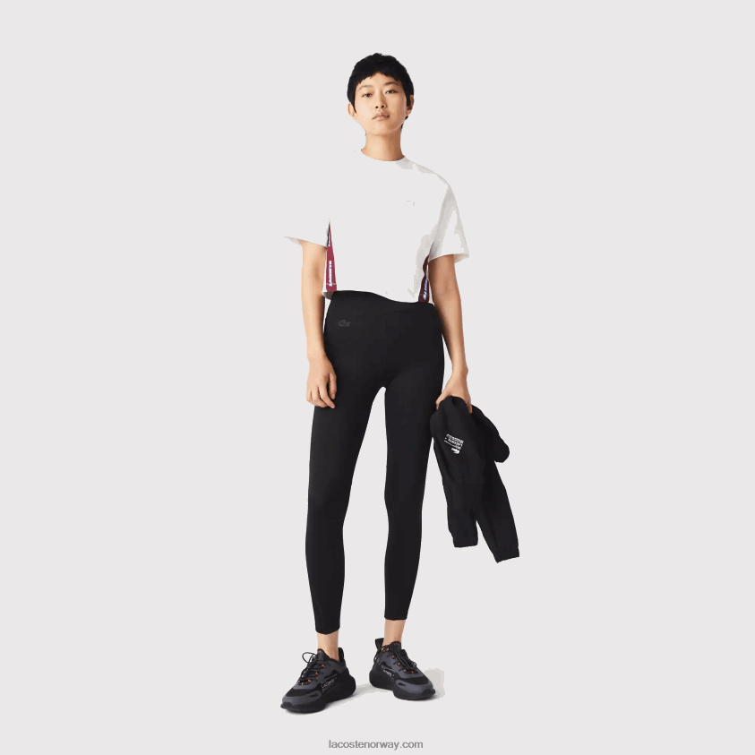 Lacoste t-skjorte med bånd med løs passform 4J4X0T2547 hvit 70v kvinner