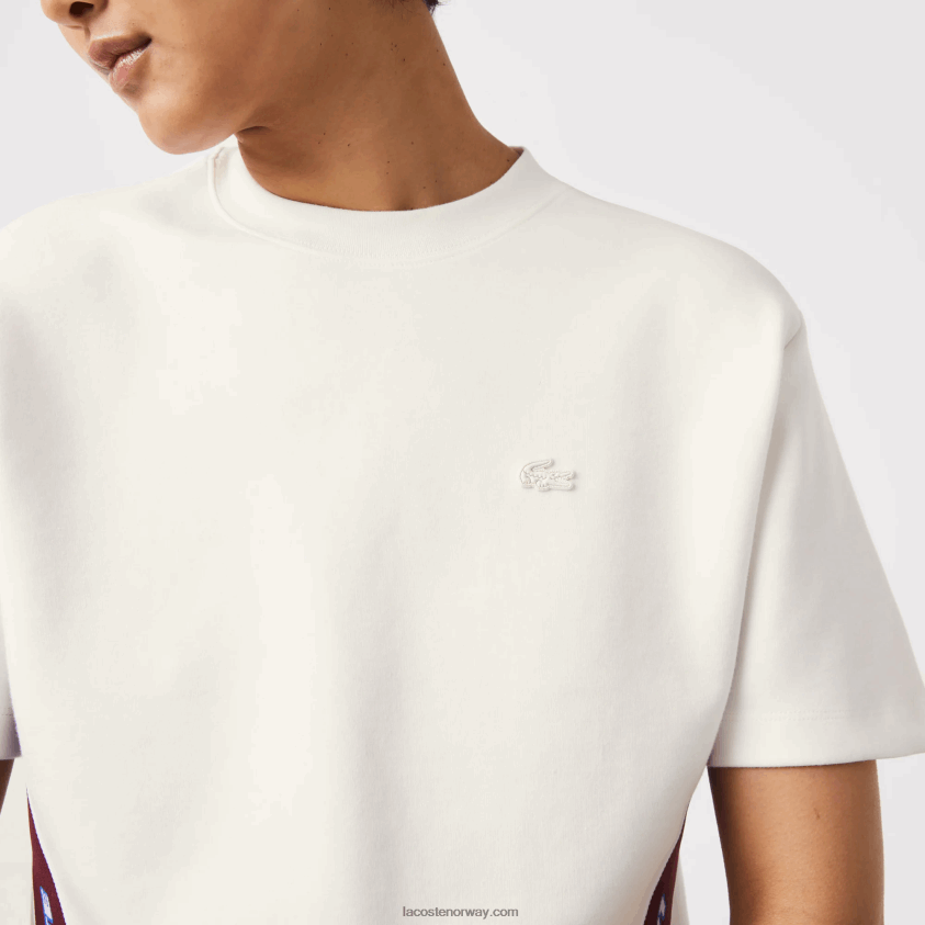 Lacoste t-skjorte med bånd med løs passform 4J4X0T2547 hvit 70v kvinner