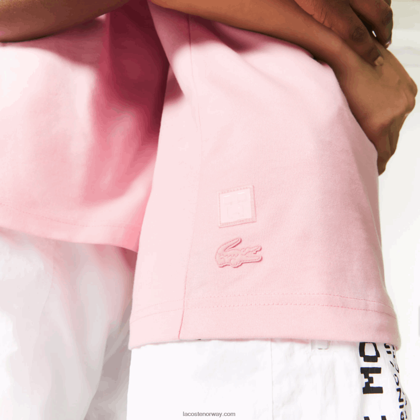 lacoste x minecraft t-skjorte i økologisk bomull 4J4X0T879 rosa 7sy kvinner