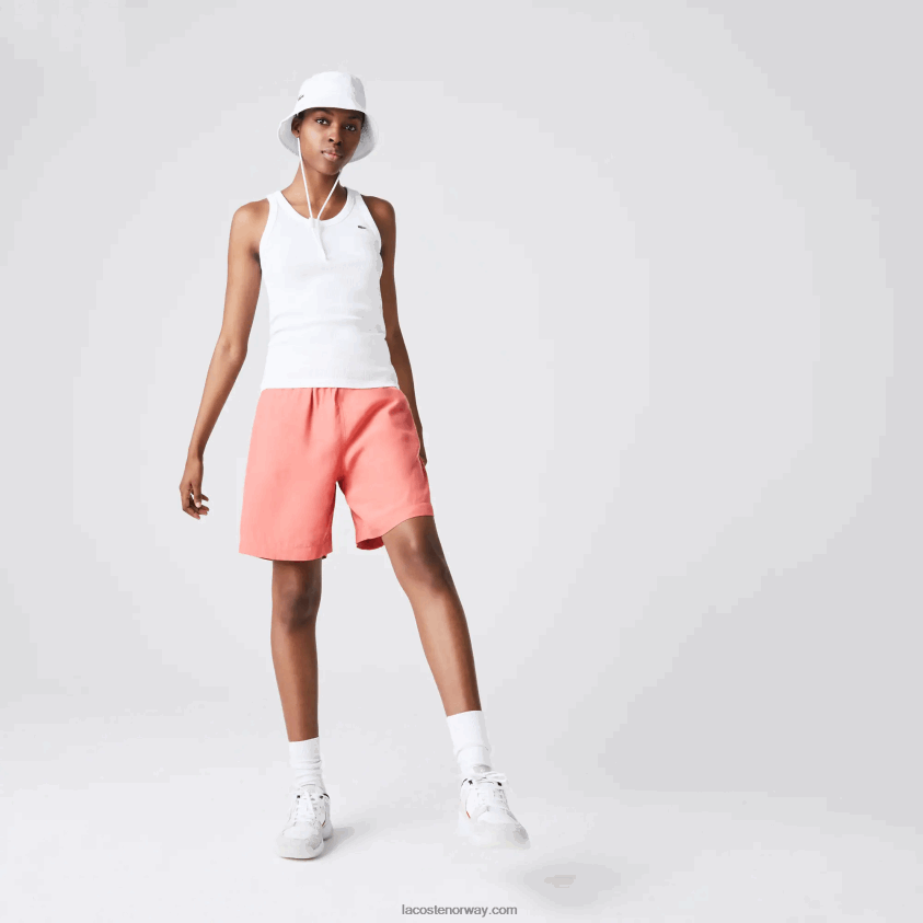 Lacoste ermeløs topp med scoopneck 4J4X0T2587 hvit 001 kvinner