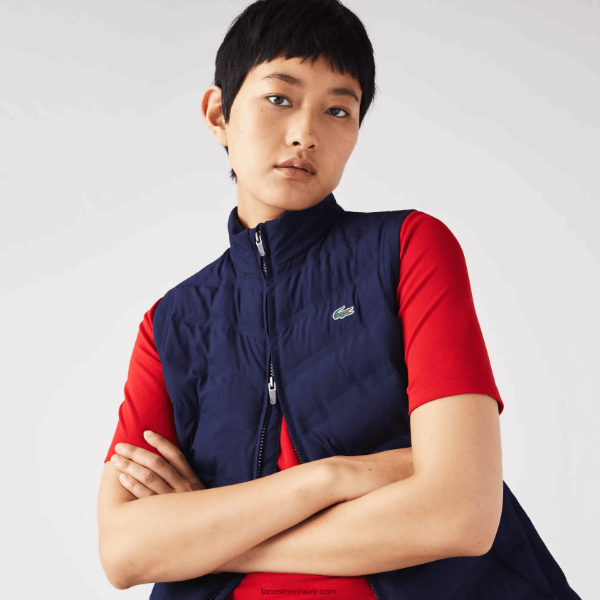 Lacoste sport vattert golfvest 4J4X0T2630 marineblå 423 kvinner