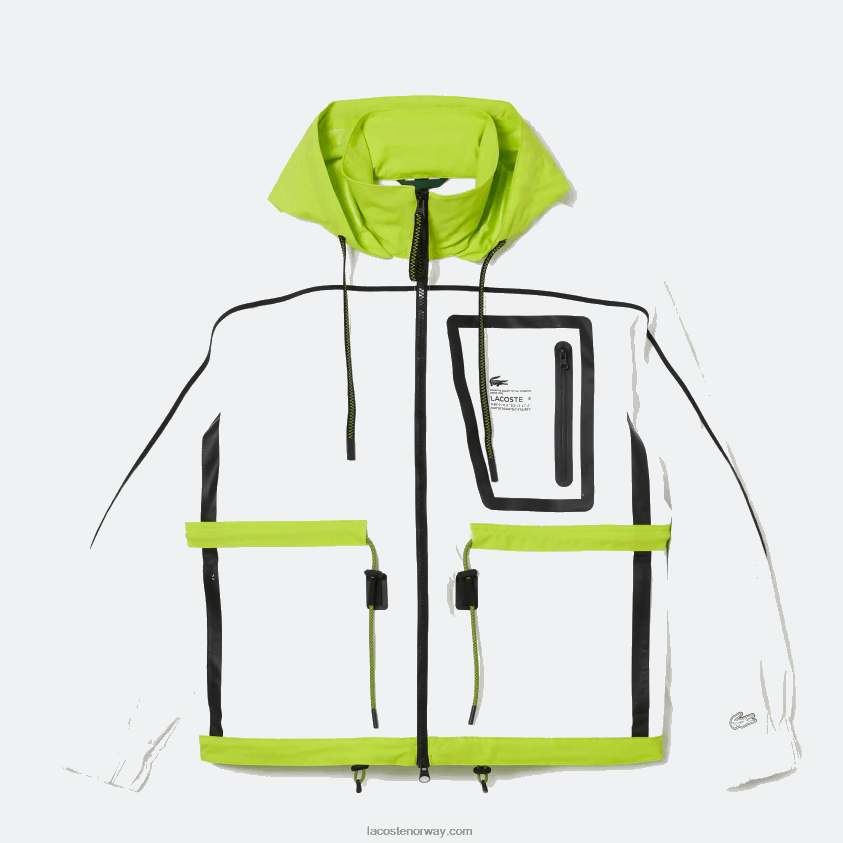 Lacoste vindjakke i nylon 4J4X0T2621 hvit gul ug5 kvinner