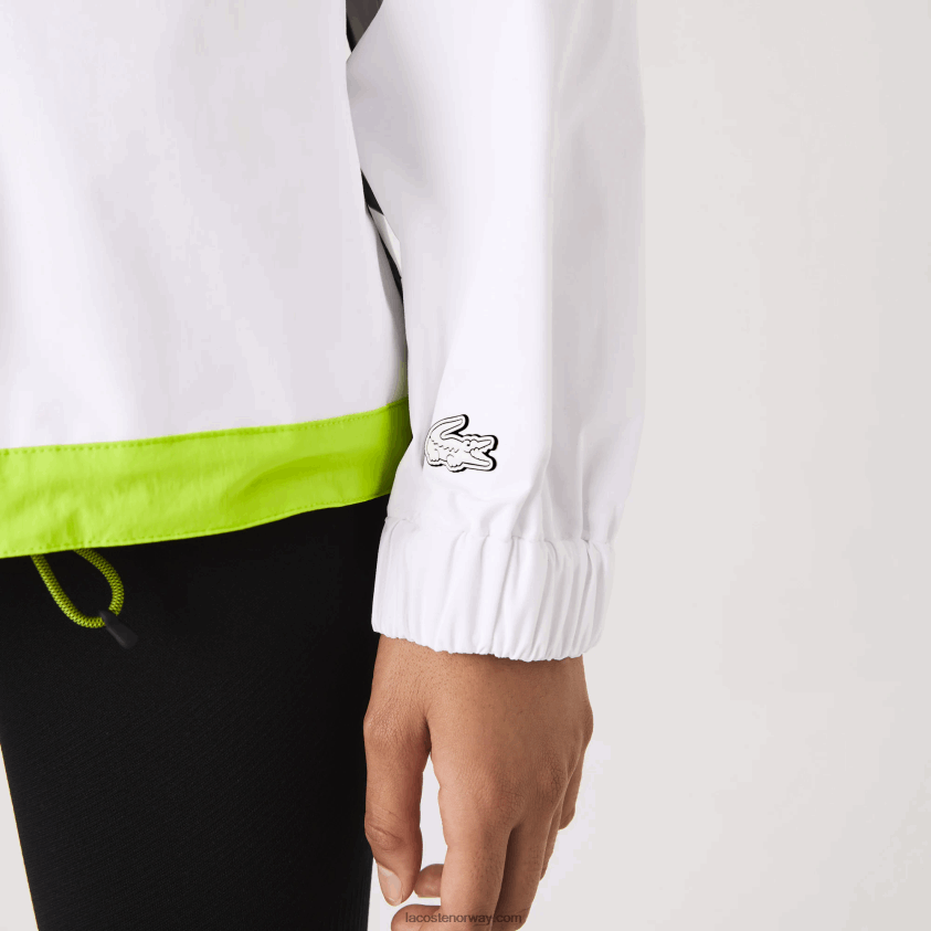 Lacoste vindjakke i nylon 4J4X0T2621 hvit gul ug5 kvinner