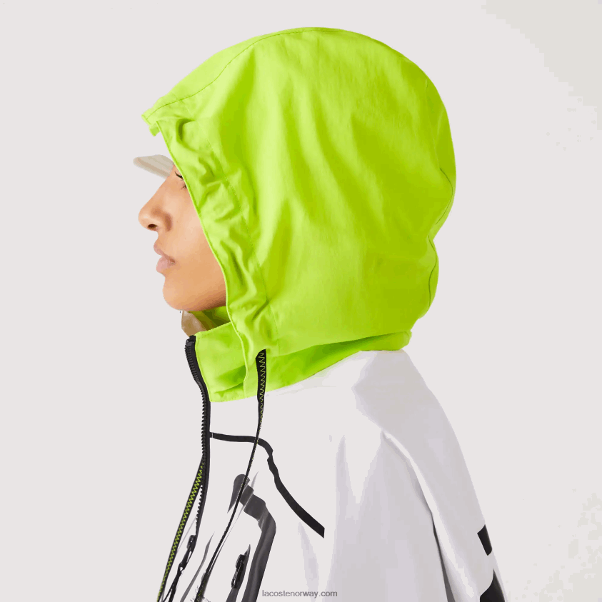 Lacoste vindjakke i nylon 4J4X0T2621 hvit gul ug5 kvinner
