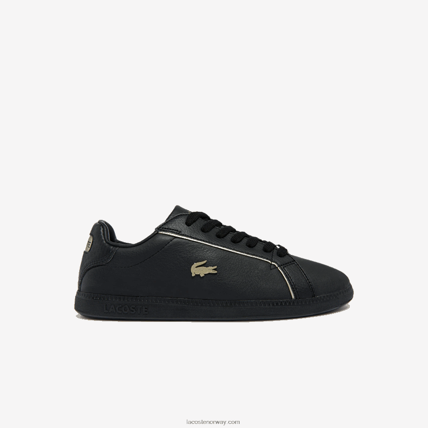 Lacoste graduate sneakers i metallisk skinn 4J4X0T2757 svart 02h kvinner