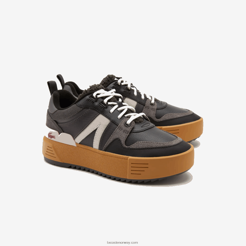 Lacoste l002 vinter utendørs sko i skinn 4J4X0T2728 svart rosa 1j1 kvinner