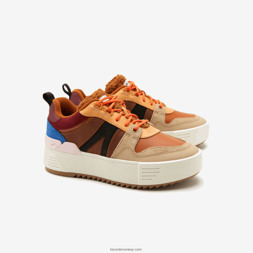 Lacoste l002 vinter utendørs sko i skinn 4J4X0T2729 brun rosa 7e1 kvinner