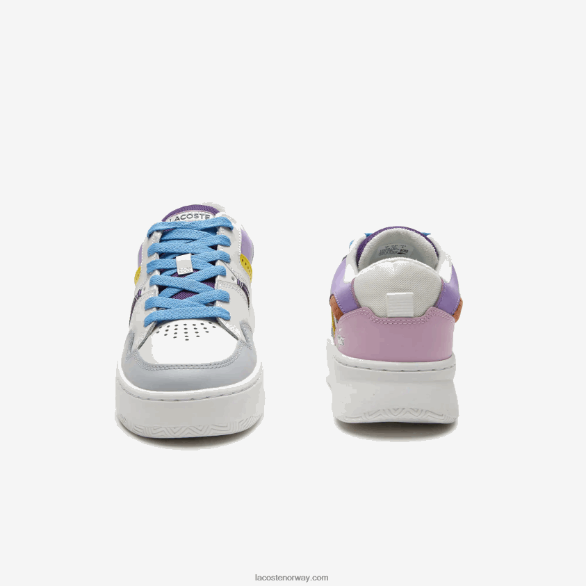 Lacoste l005 skinn joggesko 4J4X0T2714 hvit lys lilla 1t6 kvinner