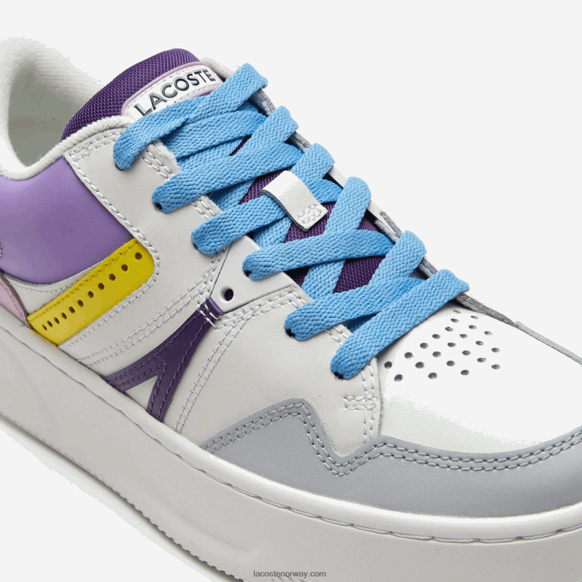 Lacoste l005 skinn joggesko 4J4X0T2714 hvit lys lilla 1t6 kvinner