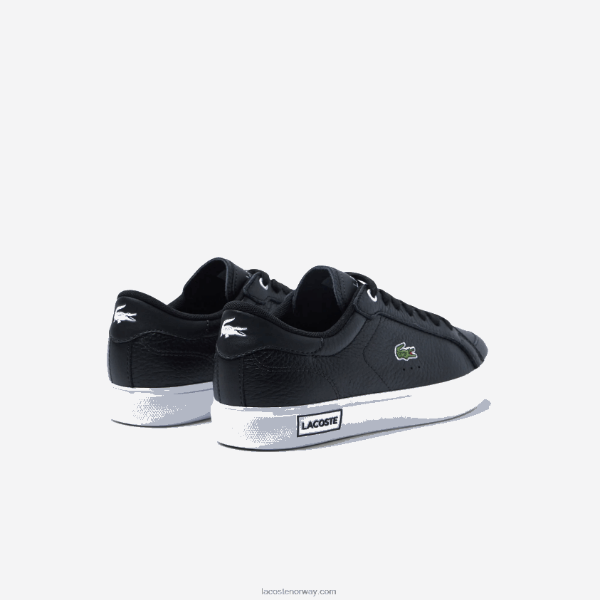 Lacoste powercourt sneakers i skinn 4J4X0T2682 svart/hvitt 312 kvinner