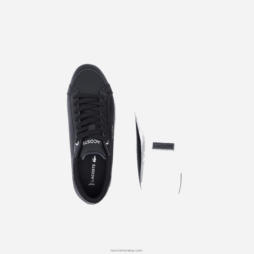 Lacoste powercourt sneakers i skinn 4J4X0T2682 svart/hvitt 312 kvinner