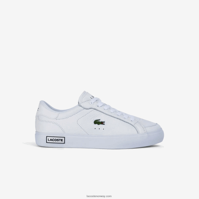 Lacoste powercourt sneakers i skinn 4J4X0T2683 hvit og svart 147 kvinner
