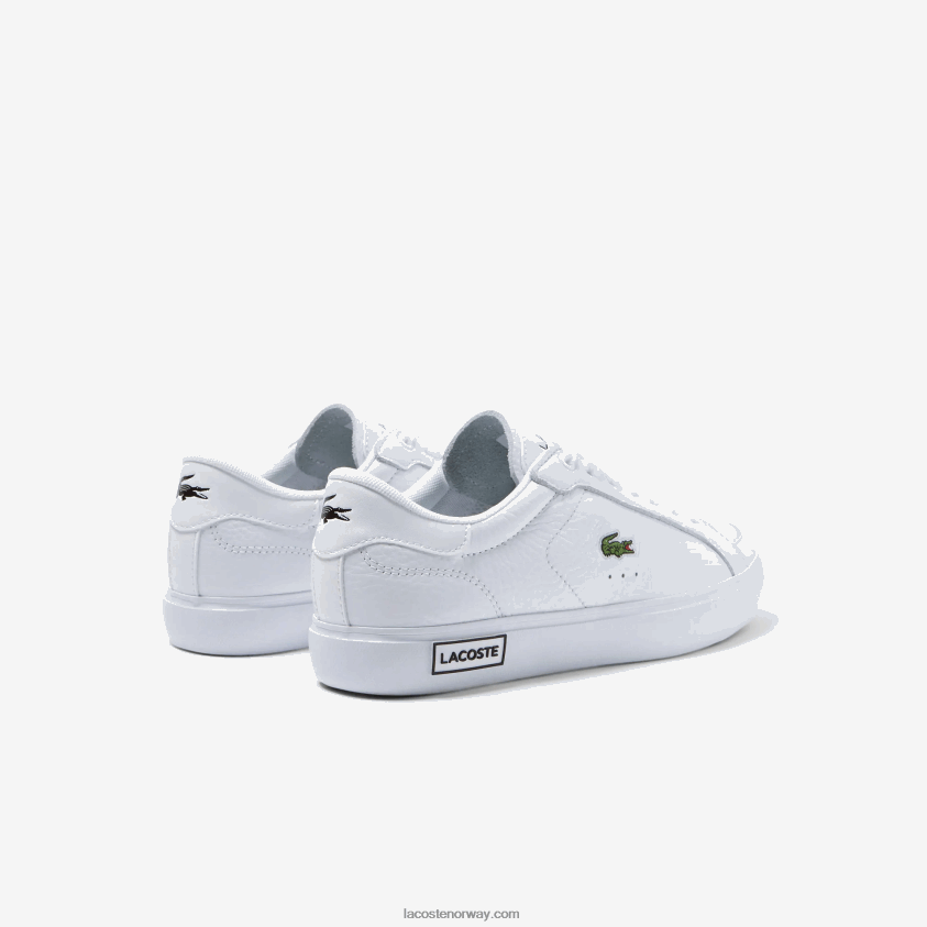 Lacoste powercourt sneakers i skinn 4J4X0T2683 hvit og svart 147 kvinner