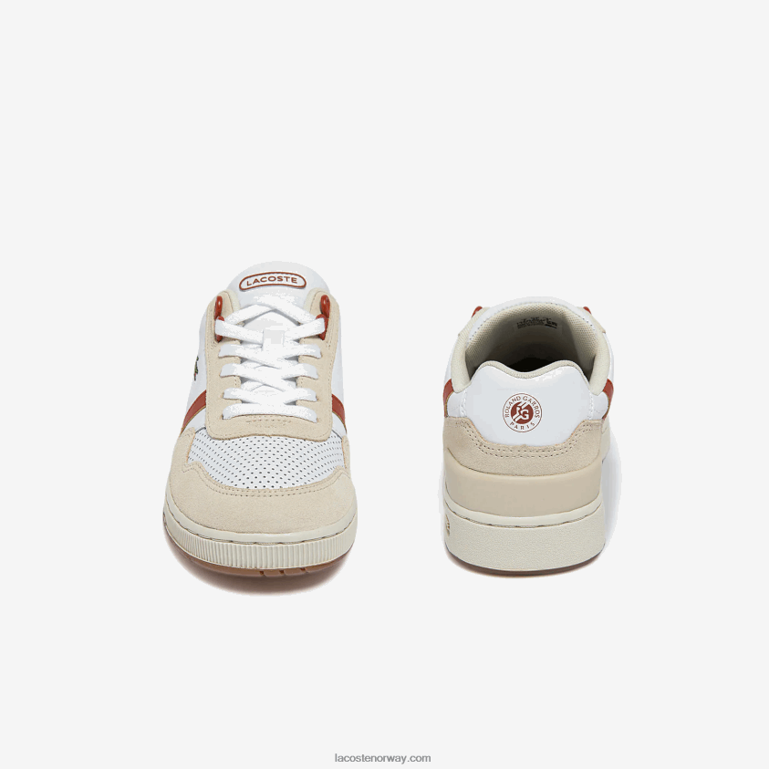 Lacoste t-clip roland-garros joggesko 4J4X0T2746 hvit og brun 385 kvinner