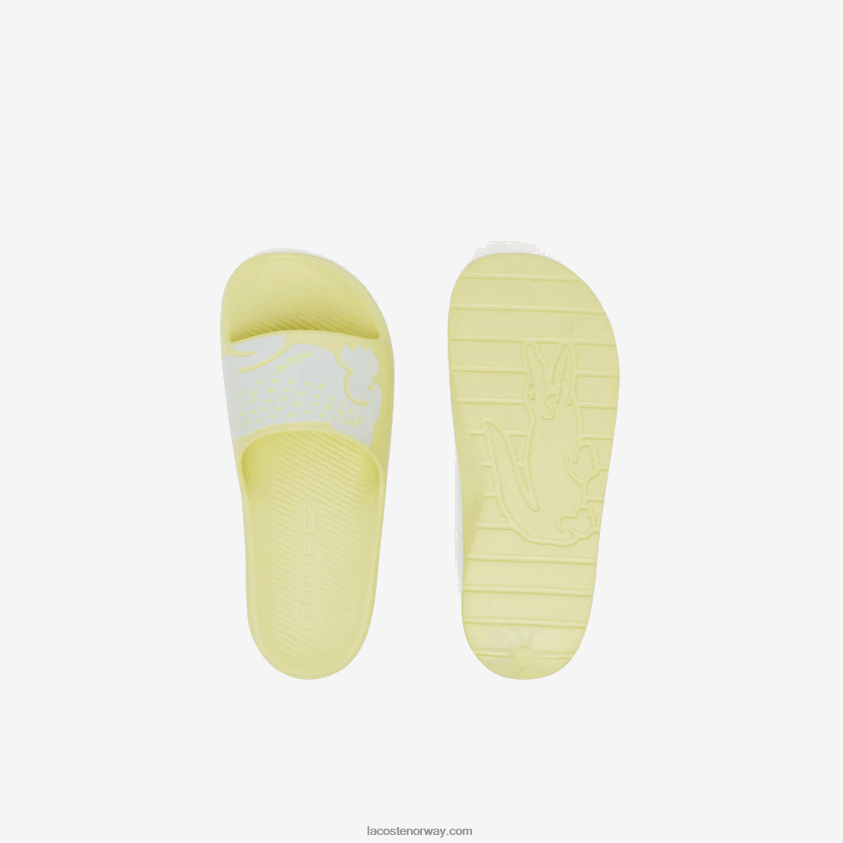 Lacoste croco 2.0 syntetiske logostropp lysbilder 4J4X0T2759 lys gul og hvit 241 kvinner