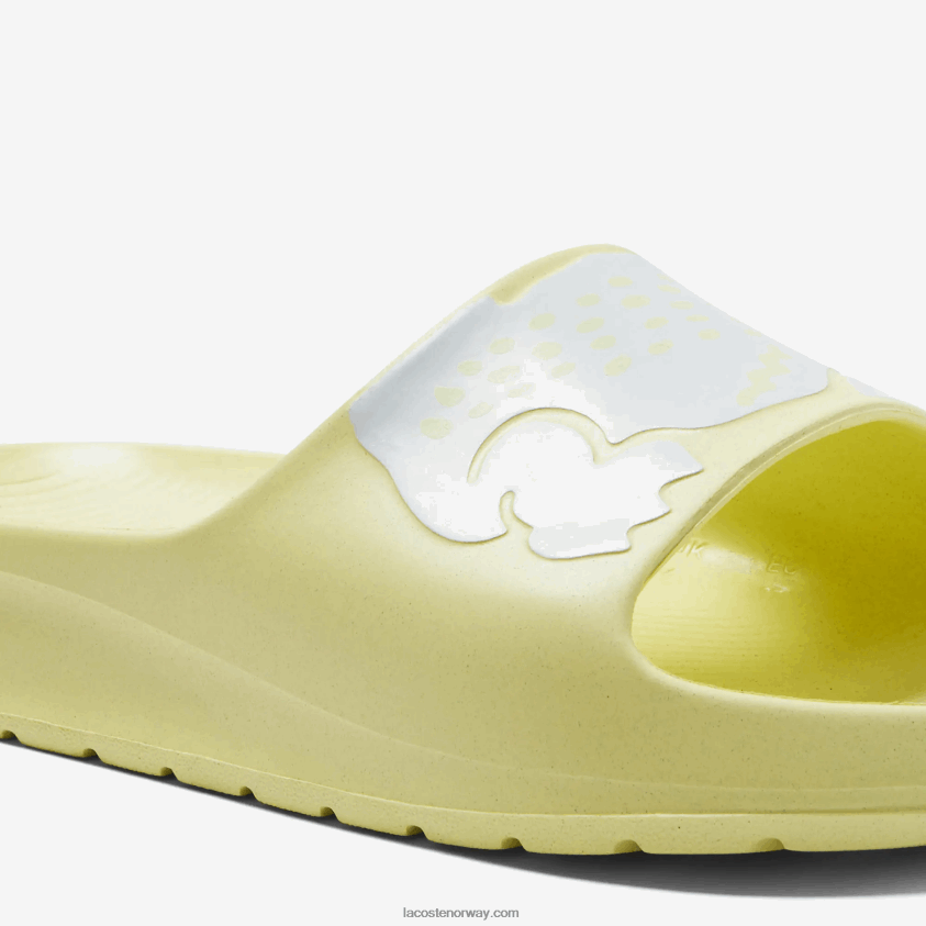 Lacoste croco 2.0 syntetiske logostropp lysbilder 4J4X0T2759 lys gul og hvit 241 kvinner