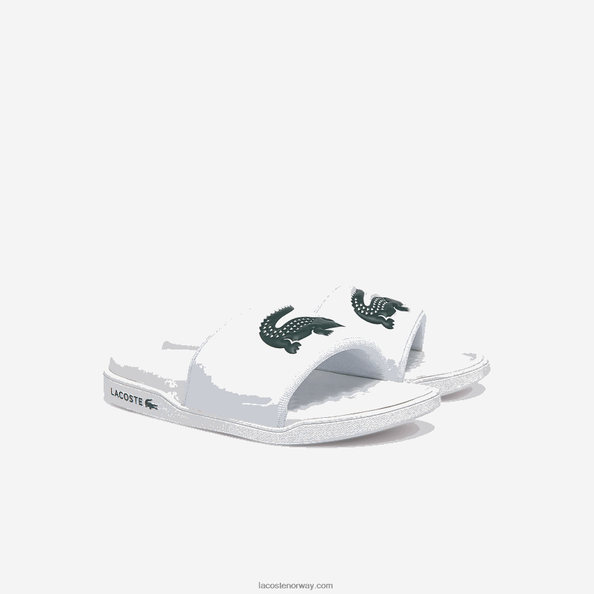 Lacoste croco dualiste syntetiske logostropp lysbilder 4J4X0T2700 hvit og mørkegrønn 1r5 kvinner