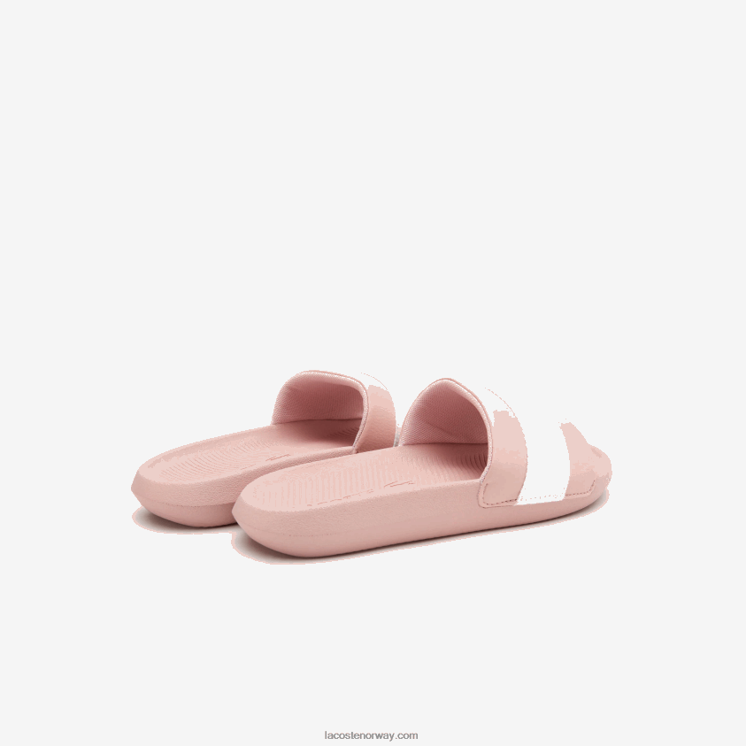 Lacoste croco syntetiske og tekstil lysbilder 4J4X0T2711 lys rosa og hvit 208 kvinner