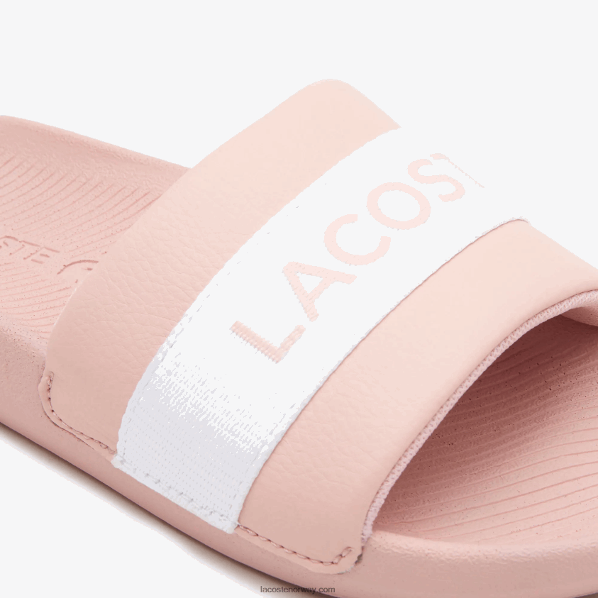 Lacoste croco syntetiske og tekstil lysbilder 4J4X0T2711 lys rosa og hvit 208 kvinner