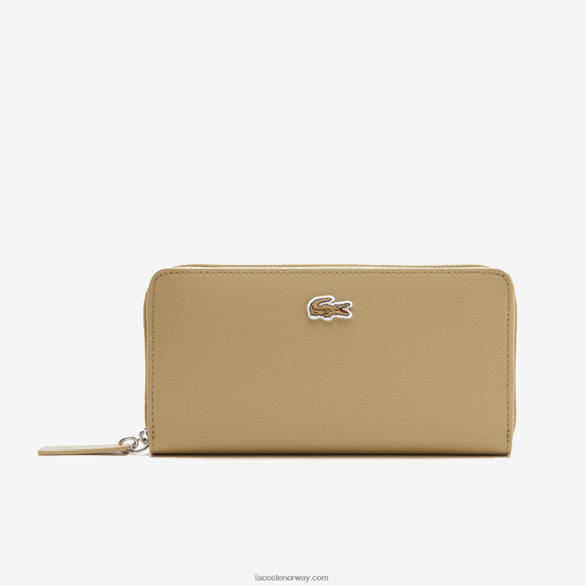 Lacoste l.12.12 konsept petit pique lommebok med 12 kort med glidelås 4J4X0T2812 brindille l37 kvinner