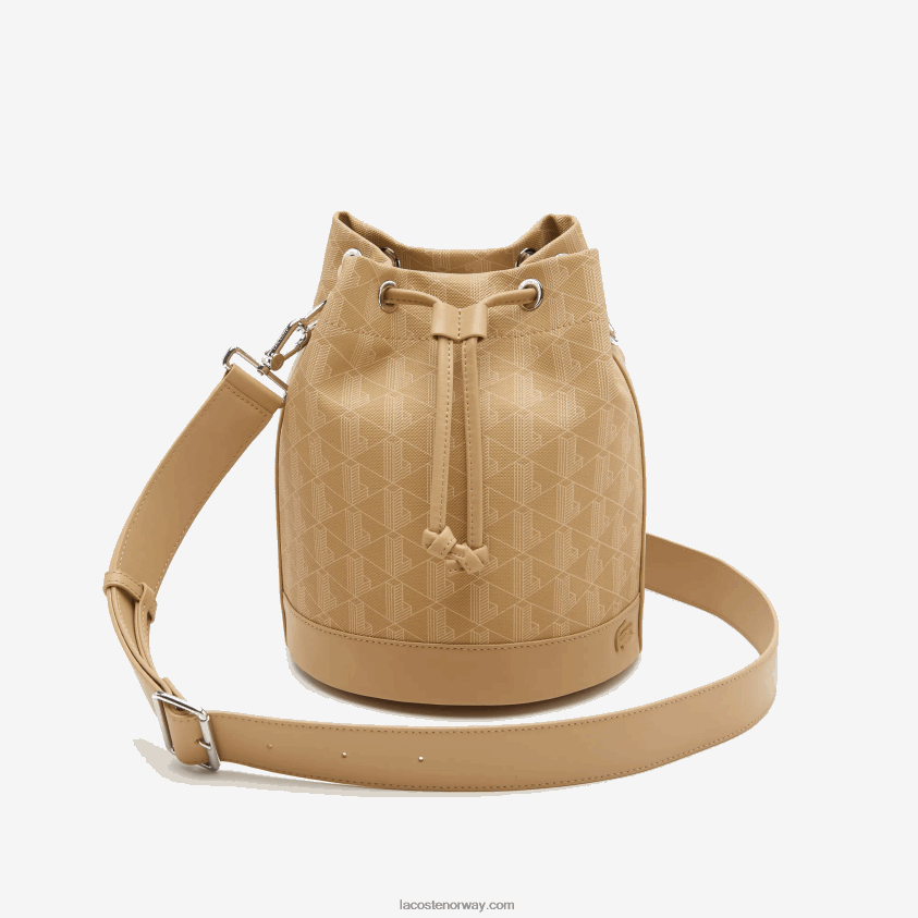 Lacoste bøttepose med monogramtrykk 4J4X0T2869 viennois beige l01 kvinner
