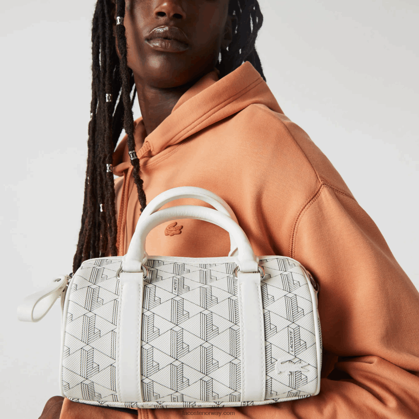 Lacoste boston veske med monogramtrykk 4J4X0T2878 farine sinople f89 kvinner