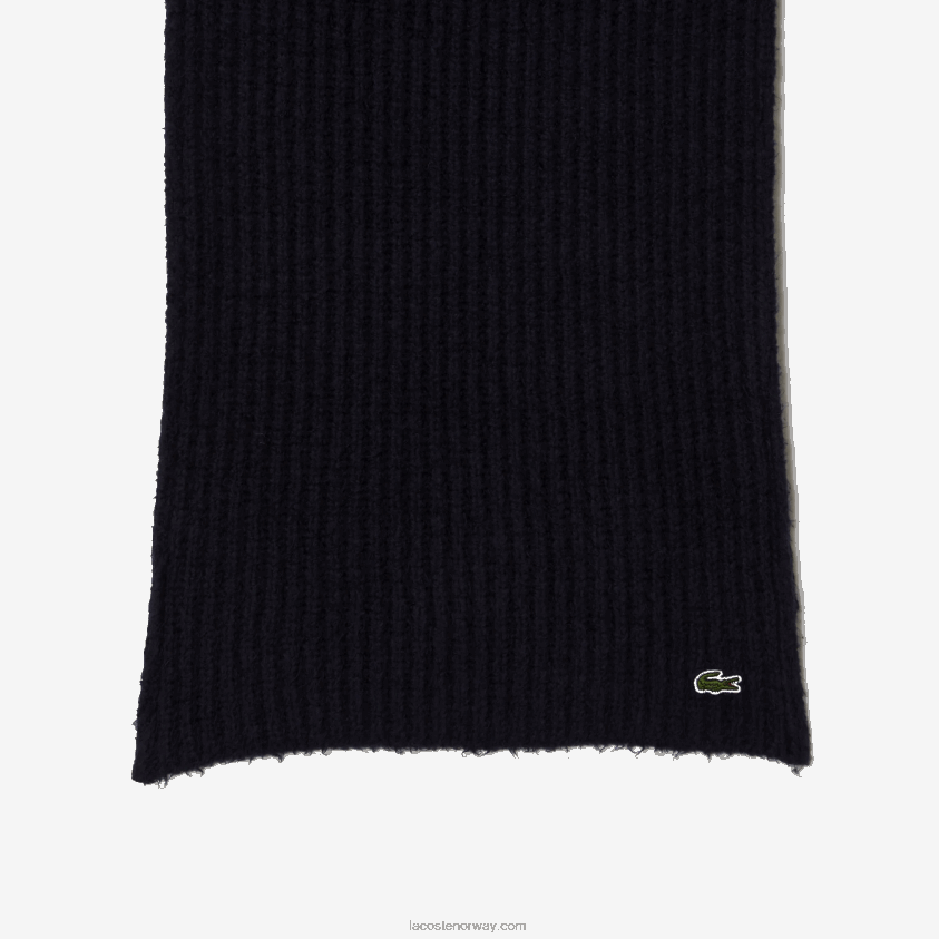 Lacoste stort ribbet ullskjerf 4J4X0T2912 marineblå 166 kvinner