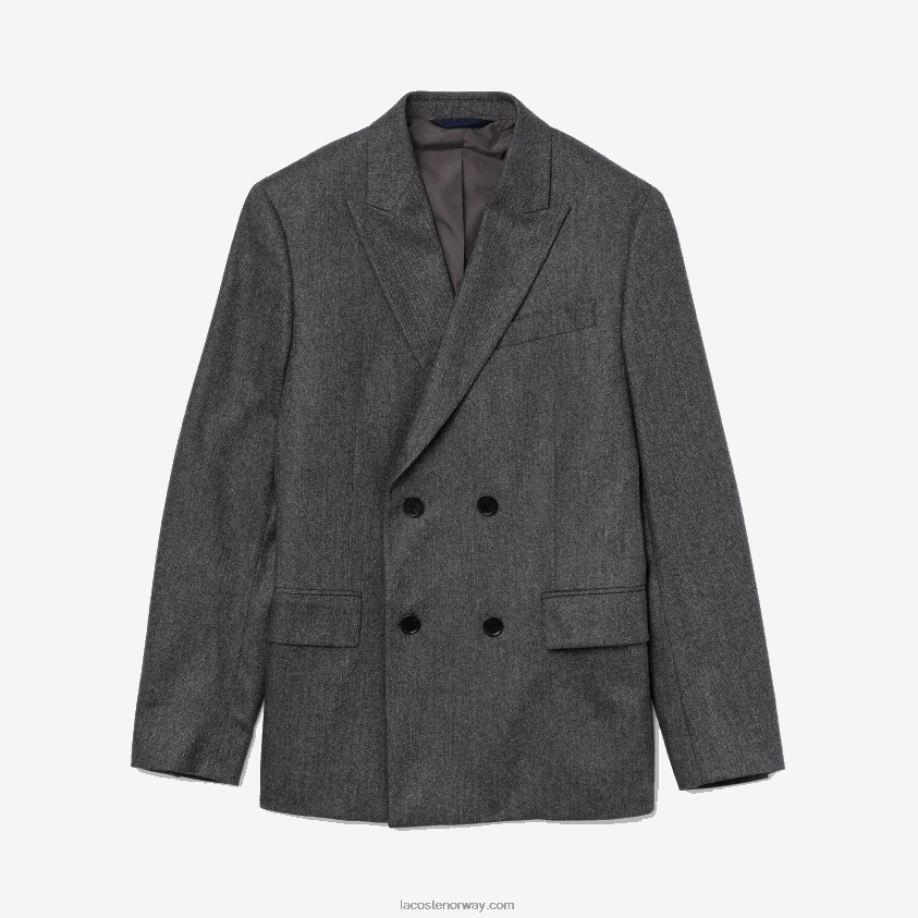 Lacoste dobbeltspent chevron virgin ull og kashmir blazer 4J4X0T1320 grå kine fv8 menn