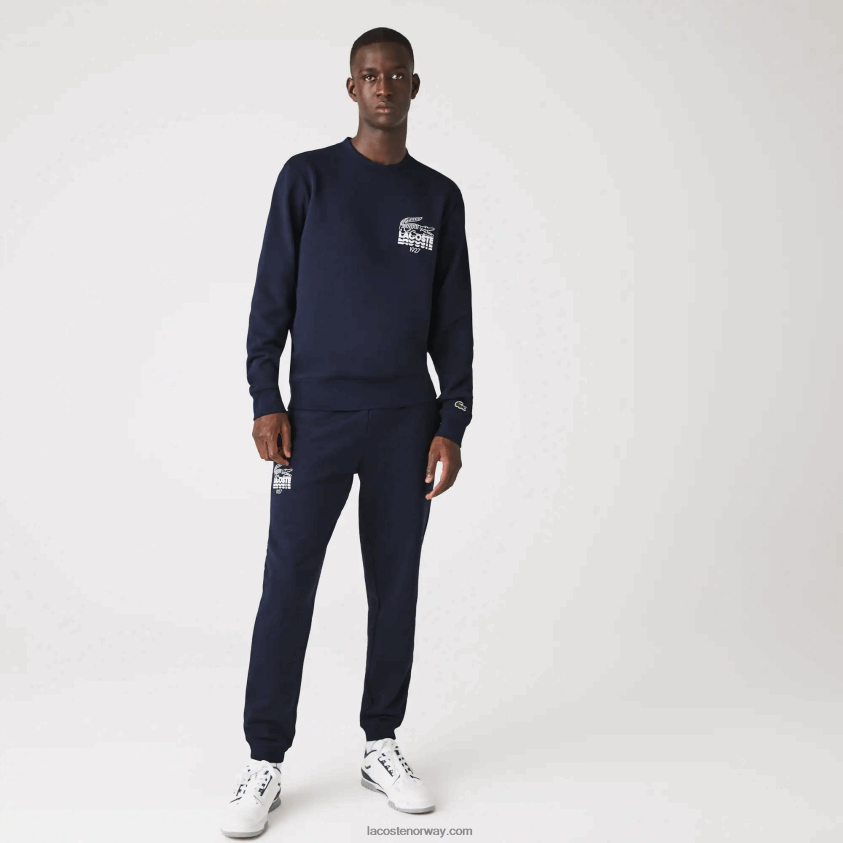 Lacoste joggebukser i bomullsfleece med krokodillemerke 4J4X0T1095 marineblå 166 menn