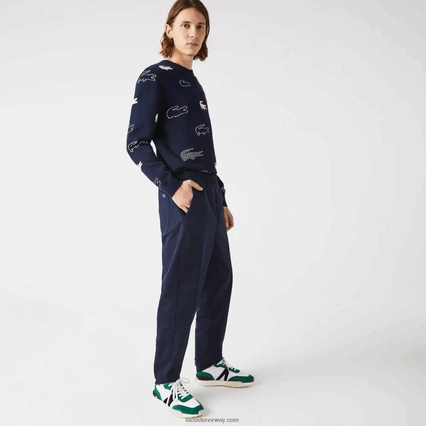 Lacoste joggebukser i stretch i bomull 4J4X0T1164 marineblå 166 menn