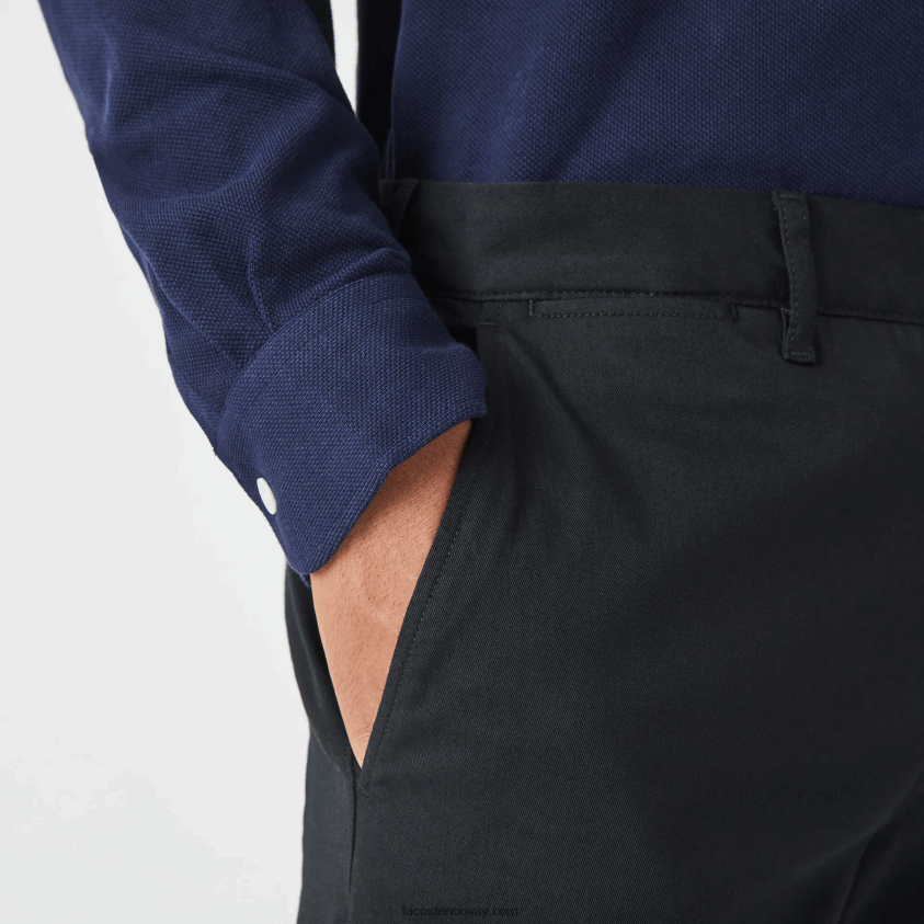 Lacoste nye klassiske slim fit stretch bomullsbukser 4J4X0T477 svart 031 menn