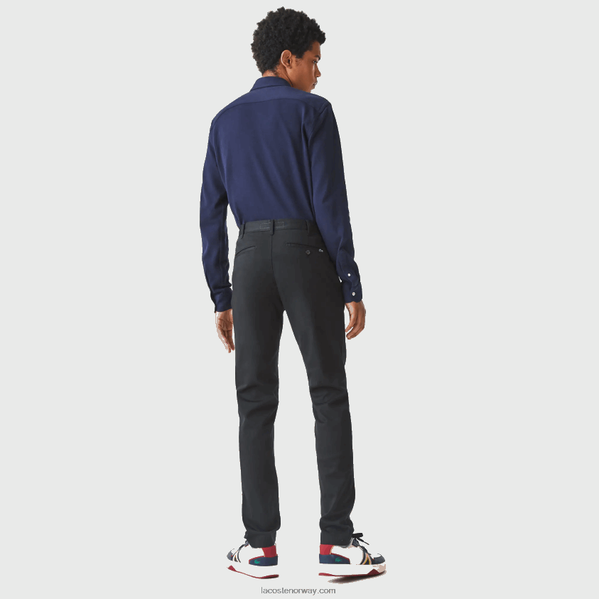 Lacoste nye klassiske slim fit stretch bomullsbukser 4J4X0T477 svart 031 menn