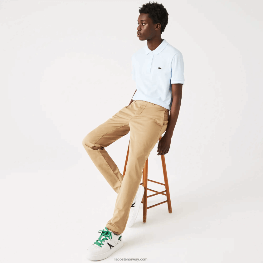 Lacoste nye klassiske slim fit stretch bomullsbukser 4J4X0T479 beige 02s menn