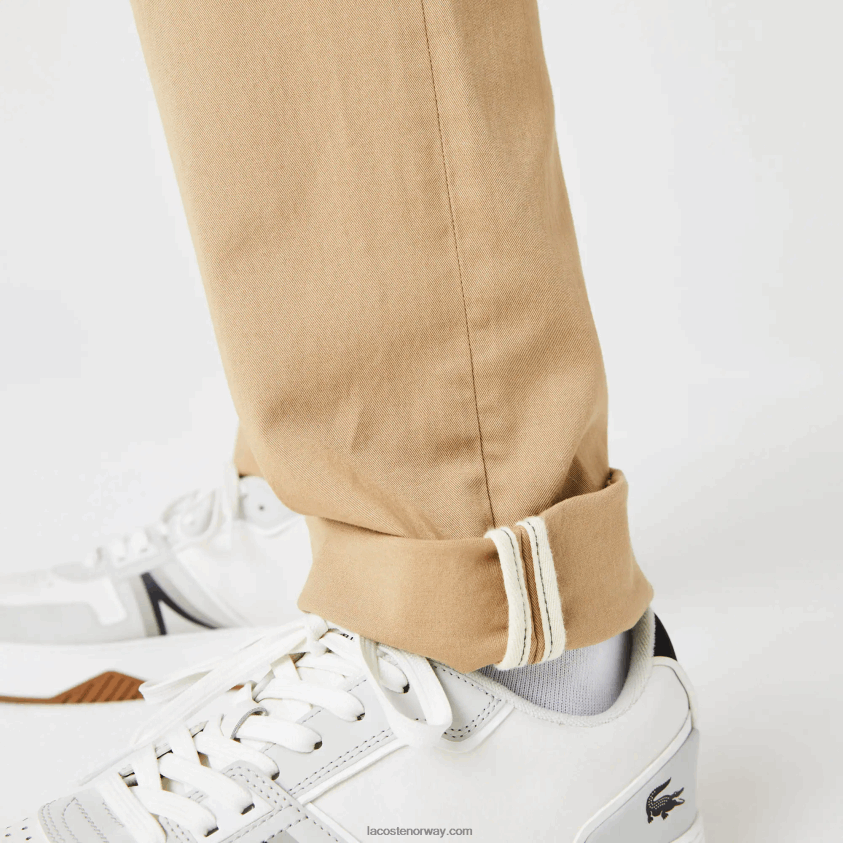 Lacoste nye klassiske slim fit stretch bomullsbukser 4J4X0T479 beige 02s menn