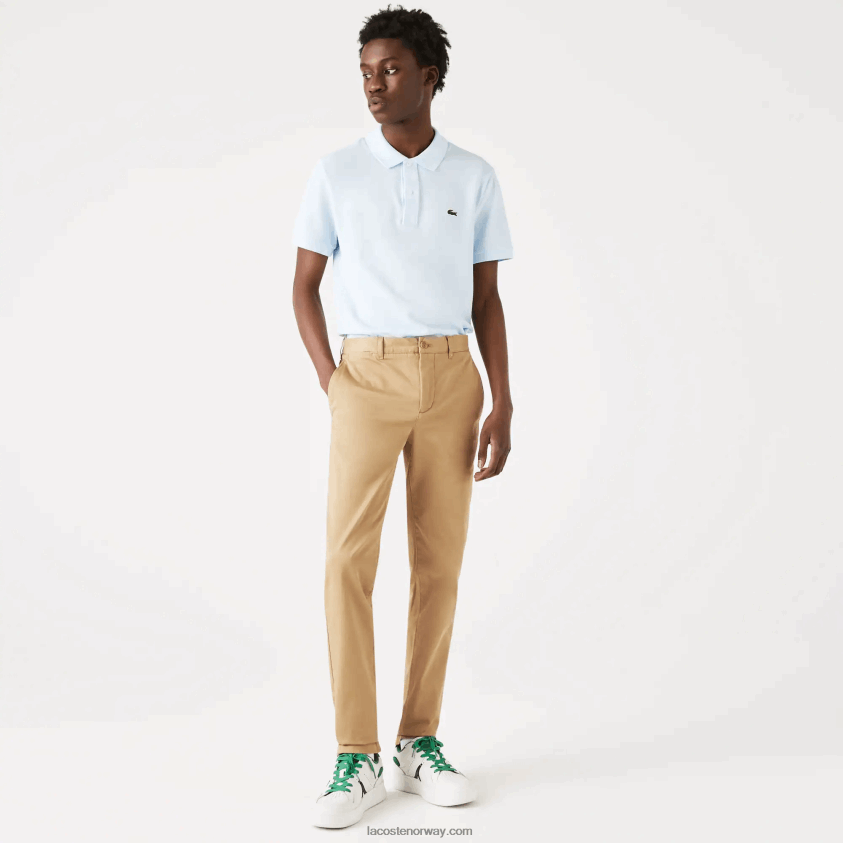 Lacoste nye klassiske slim fit stretch bomullsbukser 4J4X0T479 beige 02s menn