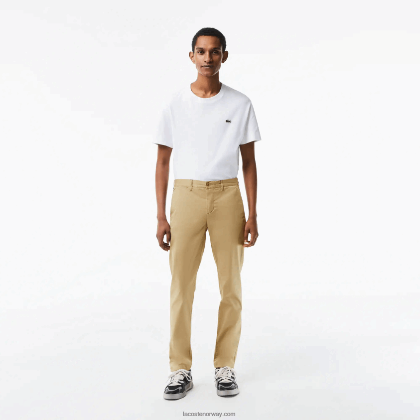 Lacoste chinos i bomull med slim passform 4J4X0T499 beige cb8 menn