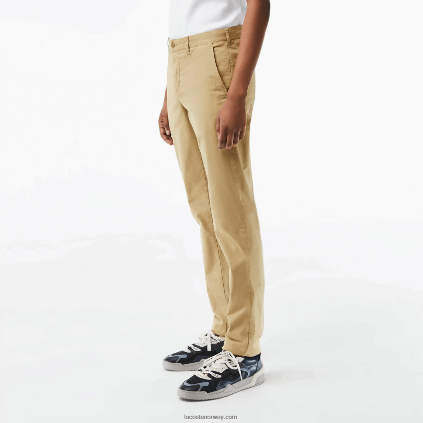 Lacoste chinos i bomull med slim passform 4J4X0T499 beige cb8 menn