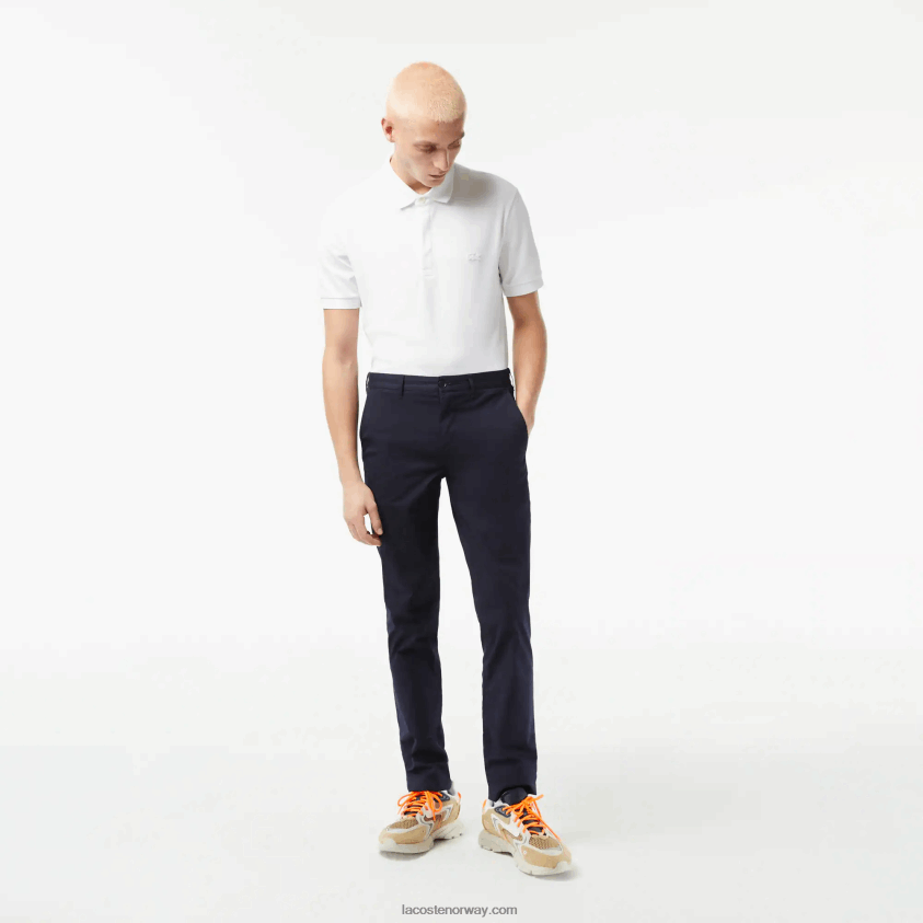 Lacoste chinos i bomull med slim passform 4J4X0T500 marineblå 166 menn