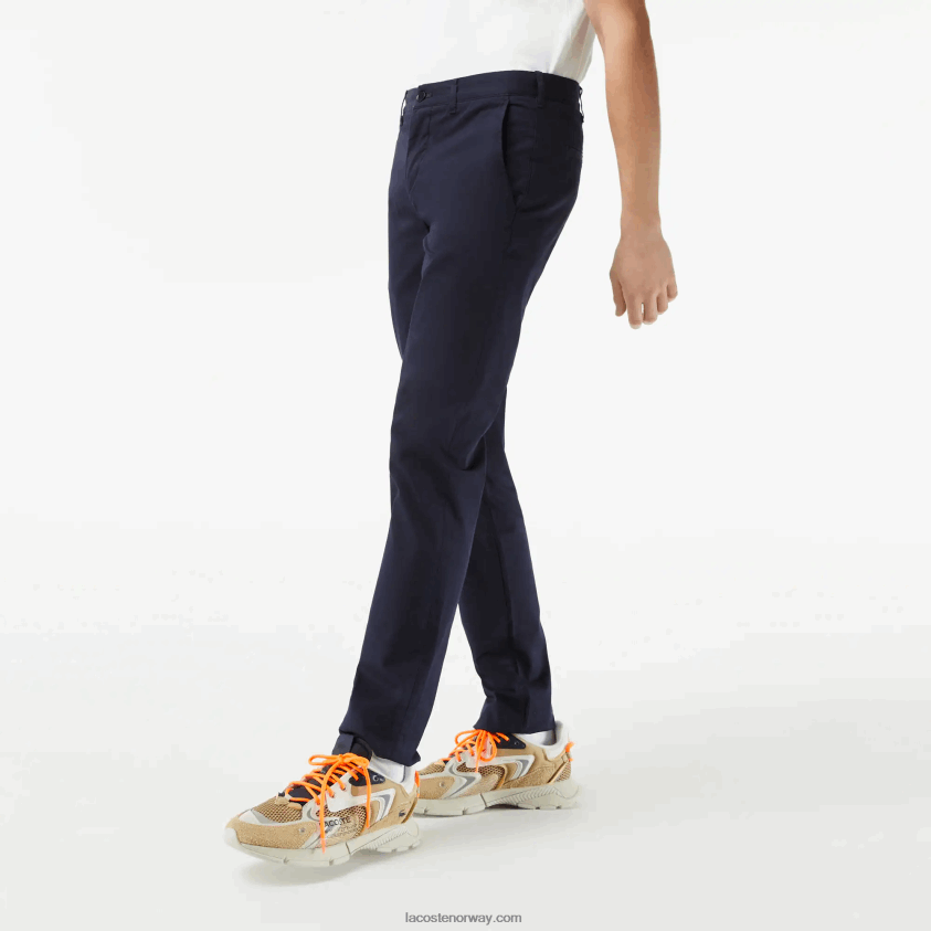 Lacoste chinos i bomull med slim passform 4J4X0T500 marineblå 166 menn