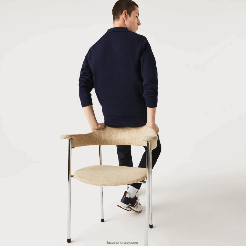 Lacoste bomullsgenser med glidelås i stående krage 4J4X0T951 marineblå 166 menn