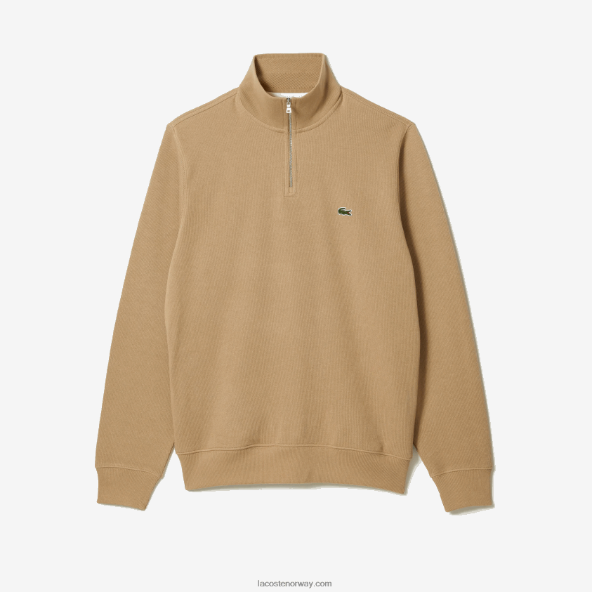 Lacoste bomullsgenser med glidelås i stående krage 4J4X0T957 beige 02s menn